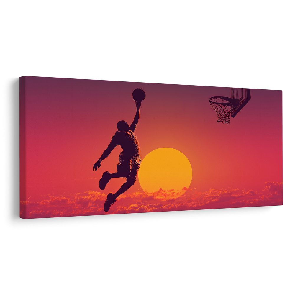 Obraz basketbalista pri západe slnka