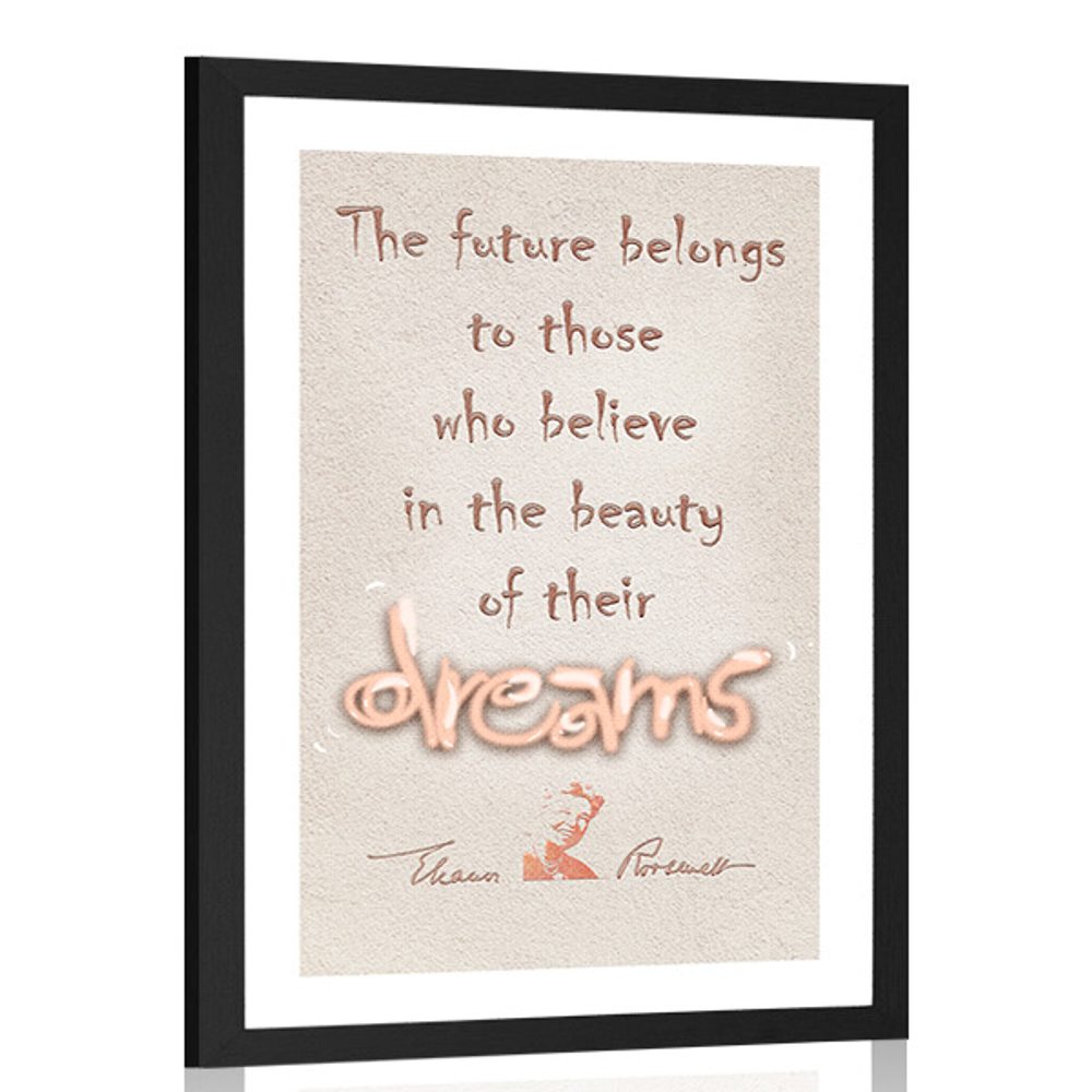 Plakát s paspartou motivační citát o snech - Eleanor Roosevelt