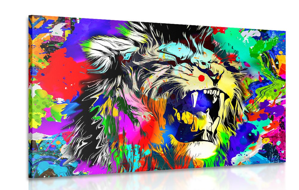 Obraz barevná lví hlava