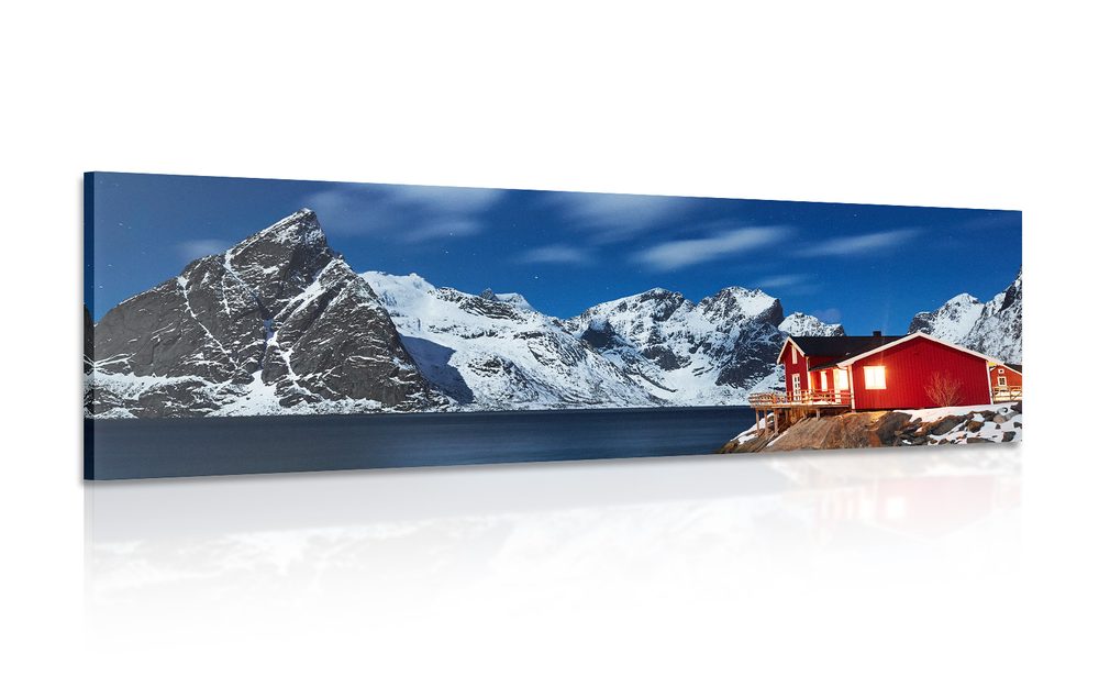 Obraz noční krajina v Norsku - 150x50