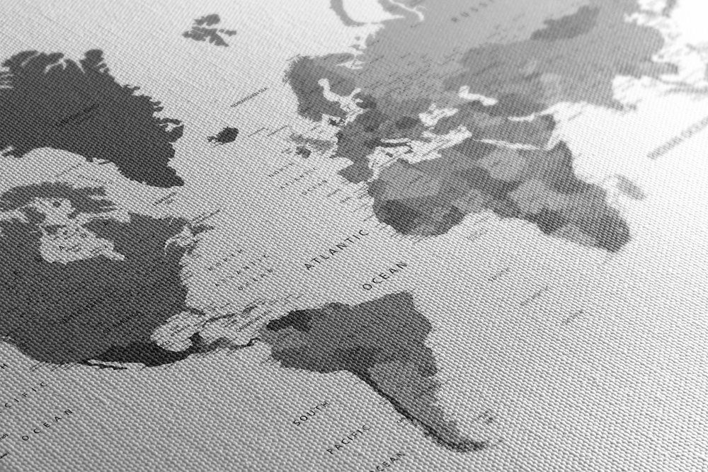E-shop Obraz mapa sveta v čiernobielej farbe