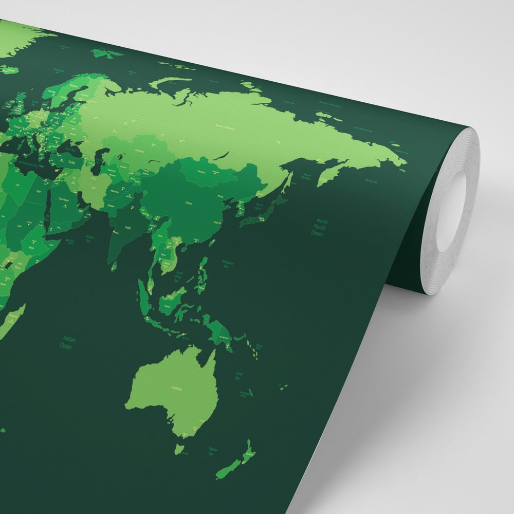 E-shop Tapeta detailná mapa sveta v zelenej farbe