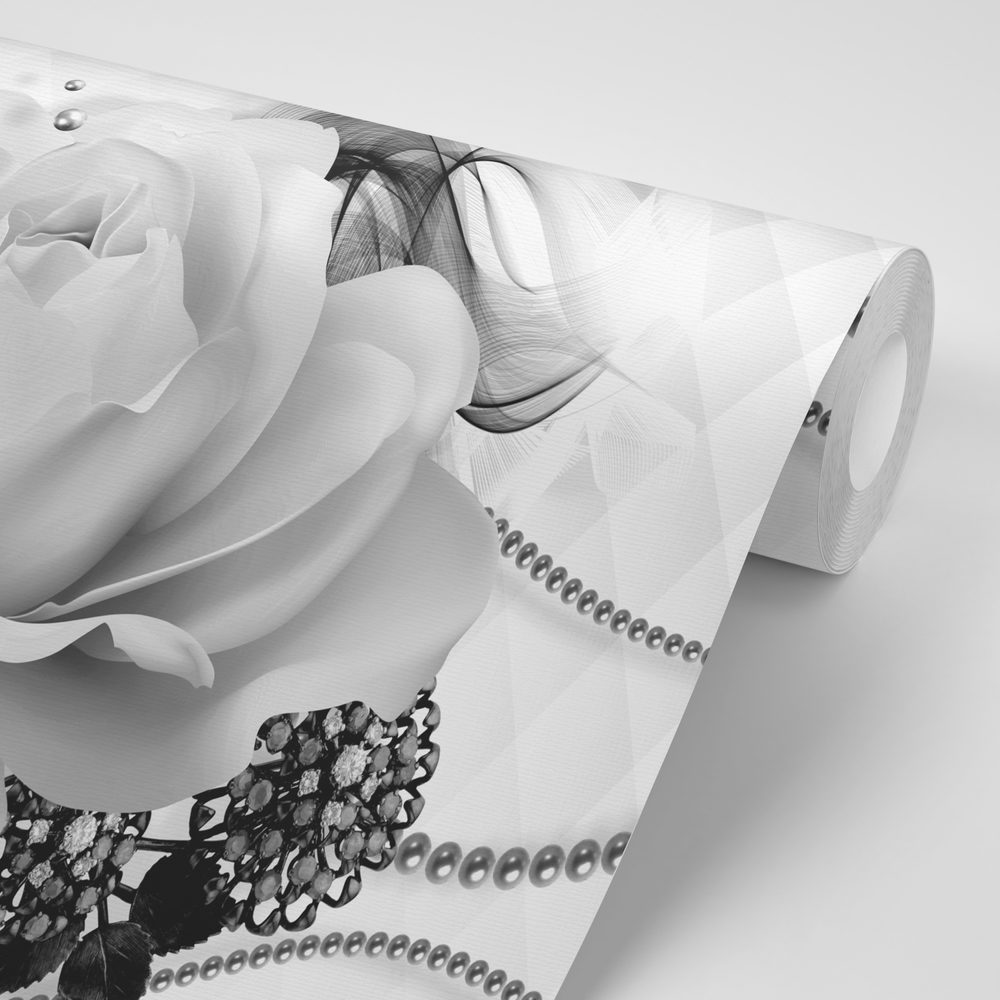 E-shop Tapeta čiernobiela ruža s abstrakciou