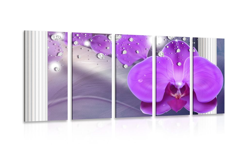 5-dielny obraz orchidea pri gréckych stĺpoch