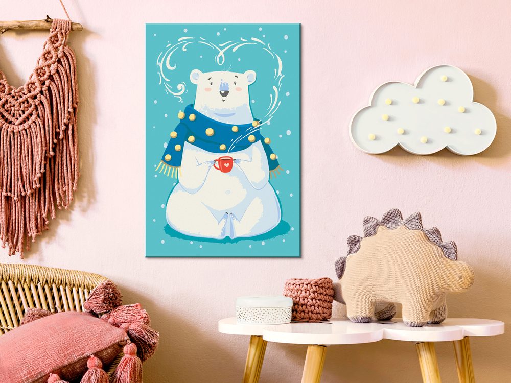E-shop Obraz maľovanie podľa čísiel medveď s horúcou čokoládou - Hot Chocolate Lover