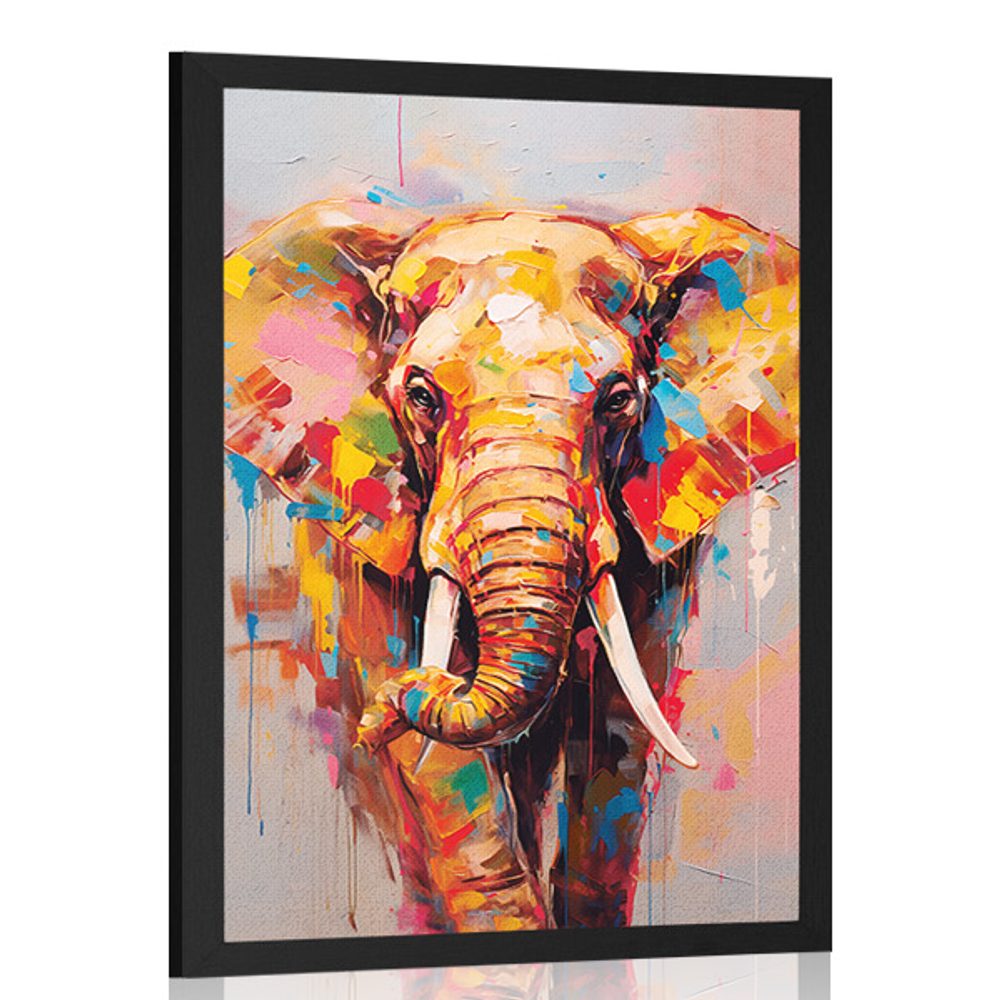 Plakát stylový slon s imitací malby