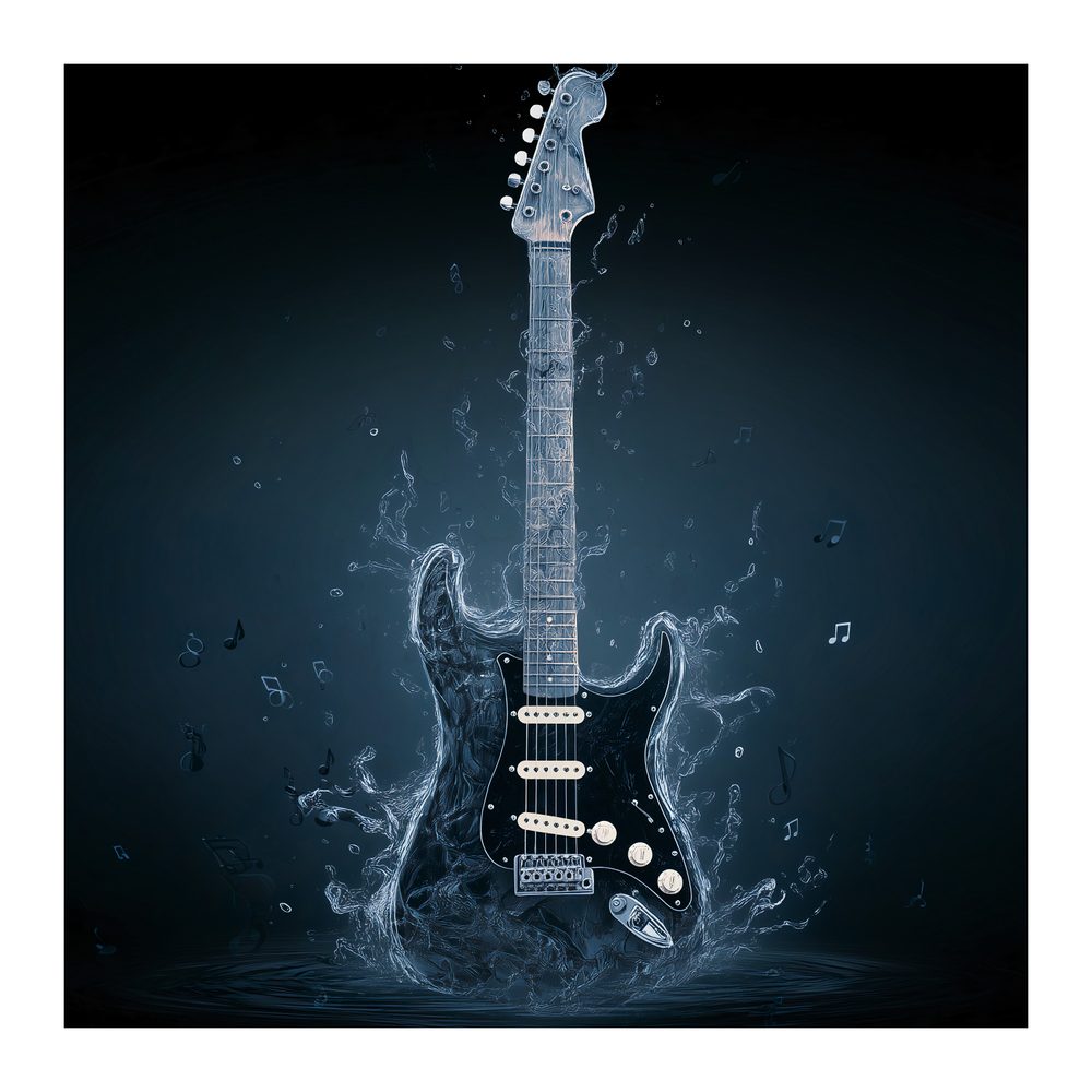 Obraz gitara z vodných tónov
