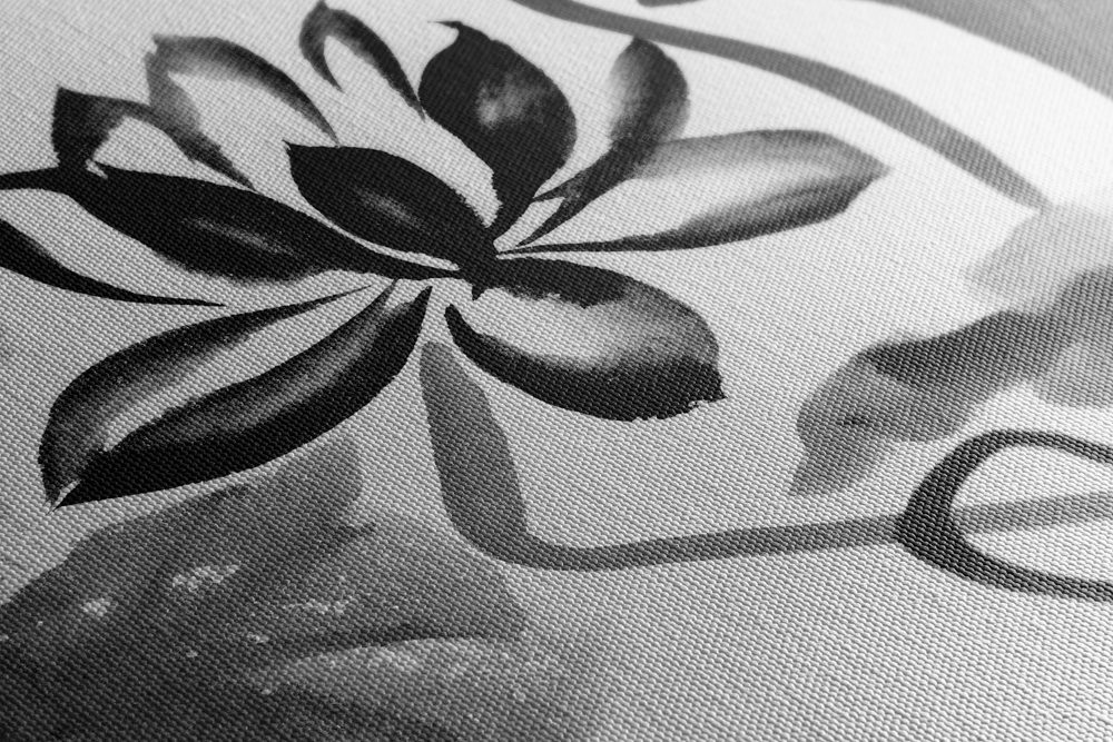 E-shop Obraz akvarelový lotosový kvet v čiernobielom prevedení