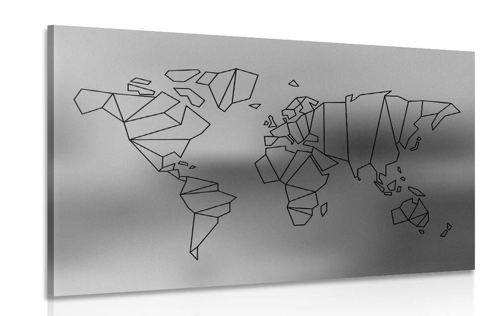 Obraz stylizovaná mapa světa v černobílém provedení