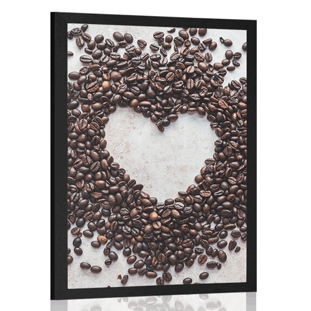 Plakát srdce z kávových zrn