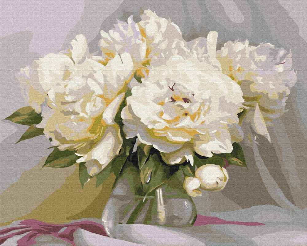 E-shop Maľovanie podľa čísiel kvety pivoniek v sklenenej váze