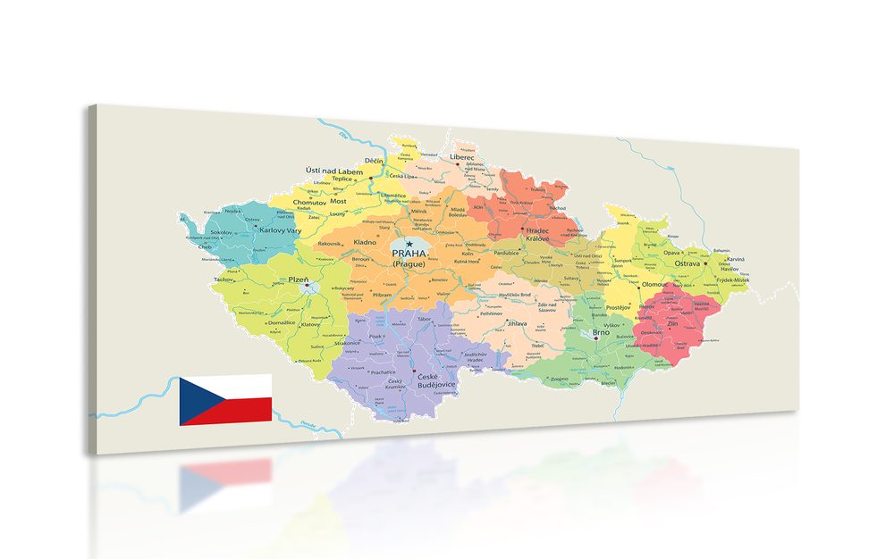 Obraz štýlová mapa Česka s vlajkou