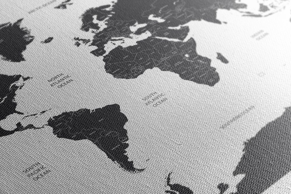 E-shop Obraz mapa sveta s jednotlivými štátmi v sivej farbe