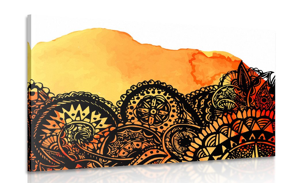 Obraz Mandala oranžový akvarel