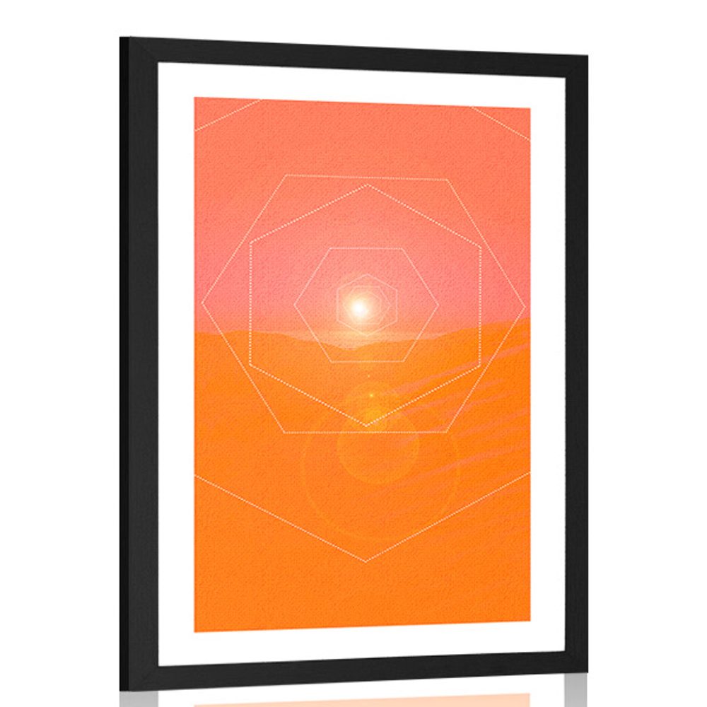 Plakát s paspartou šestiúhelníková abstrakce