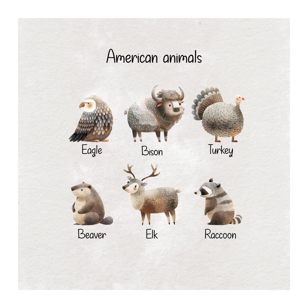 Obraz ilustrácia amerických zvierat