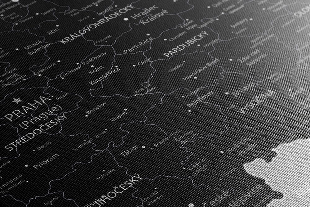 E-shop Obraz moderná čierno-šedá mapa Česka