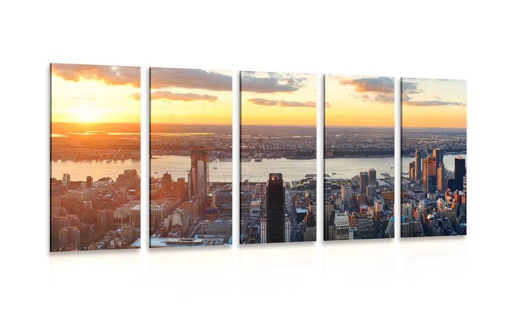5-dílný obraz nádherné panorama města New Yo