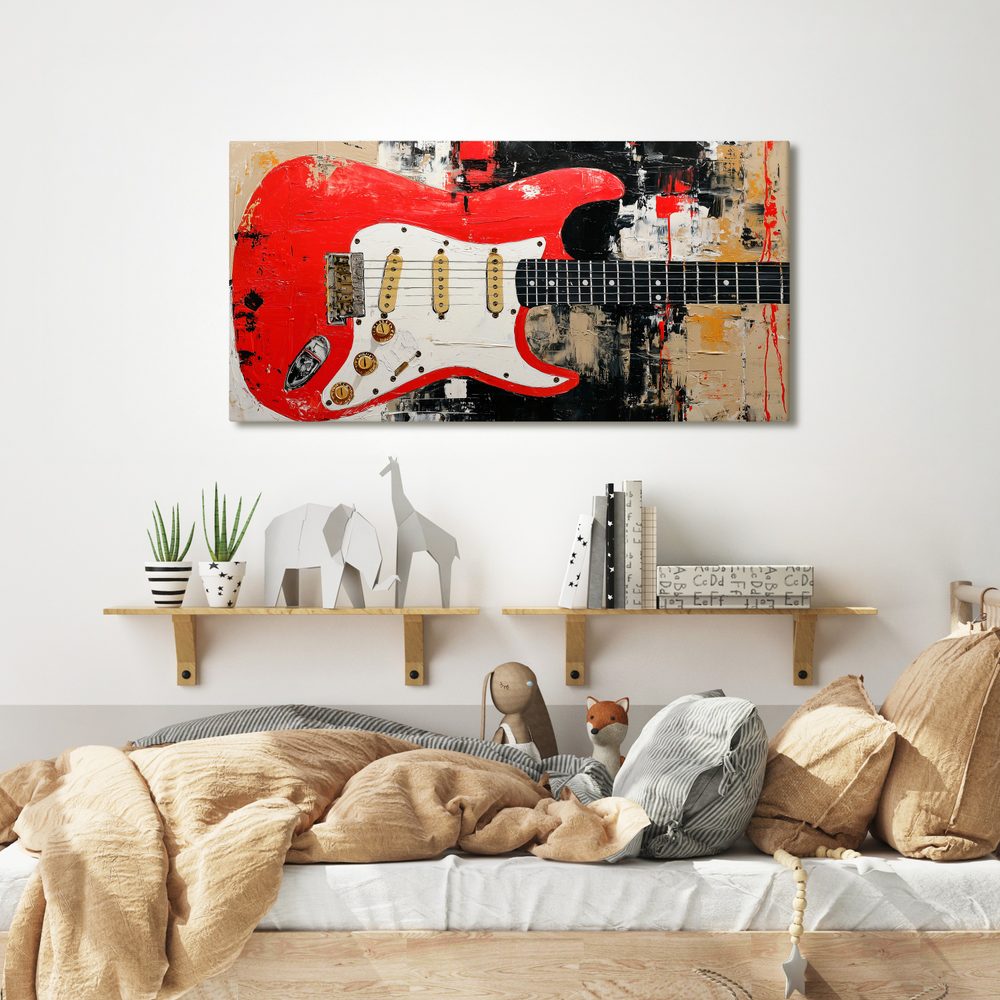 Obraz červená elektrická gitara