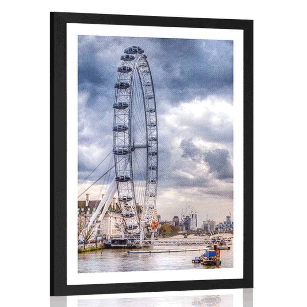 Plakát s paspartou jedinečný Londýn a řeka Temže