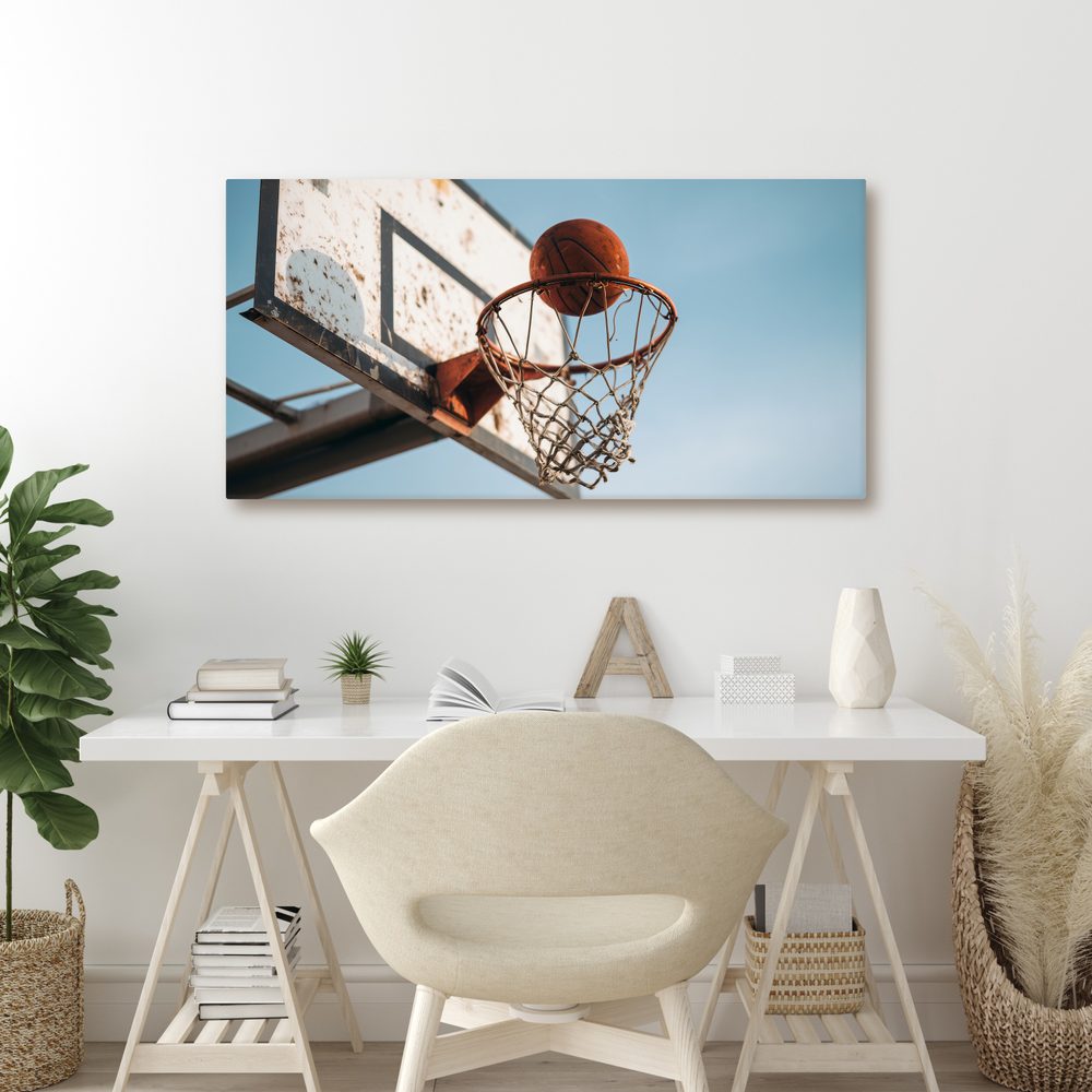 Obraz lopta v basketbalovom koši