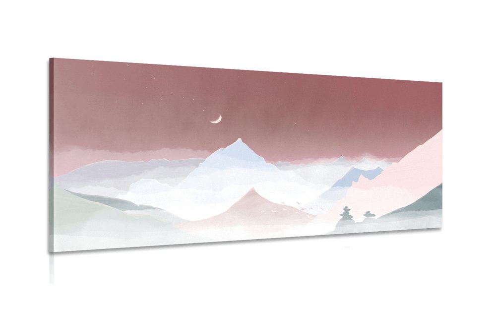 Obraz měsíc nad pastelovými horami