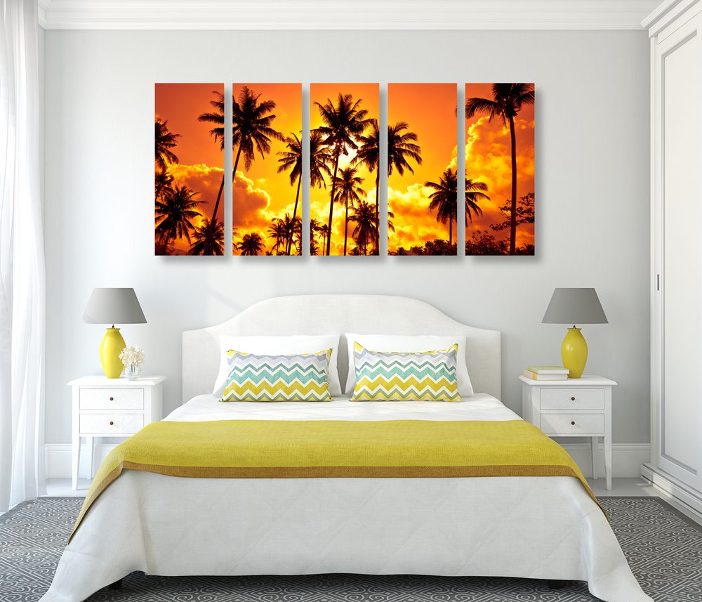 E-shop 5-dielny obraz kokosové palmy na pláži