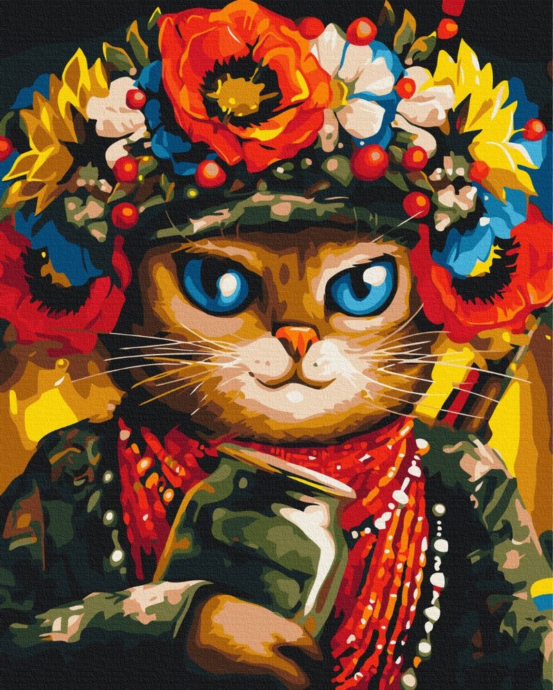 E-shop Maľovanie podľa čísiel odvážna mačka s vencom