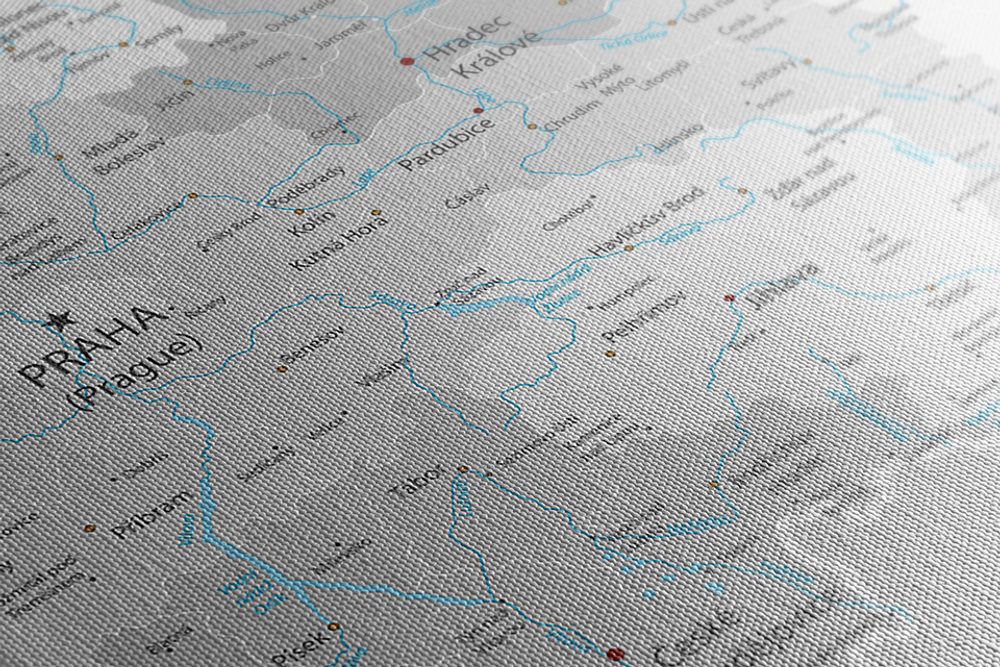 E-shop Obraz šedá mapa Česka s kontrastom