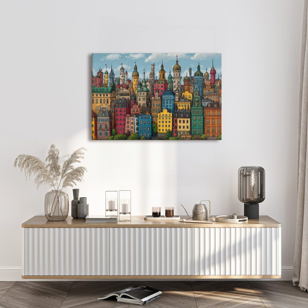 Obraz farebná mestská panoráma