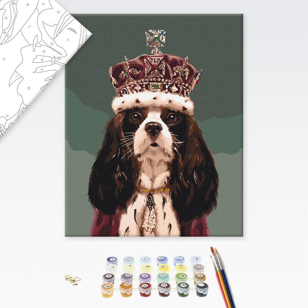 Malování podle čísel pes s korunou