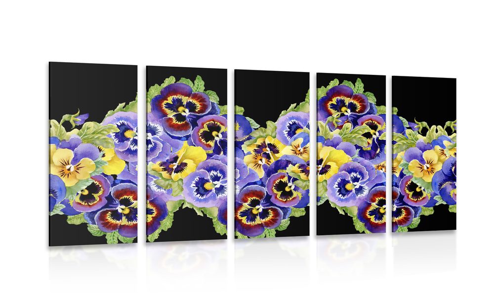 5-dielny obraz nádherný kvetinový vzor - 200x100