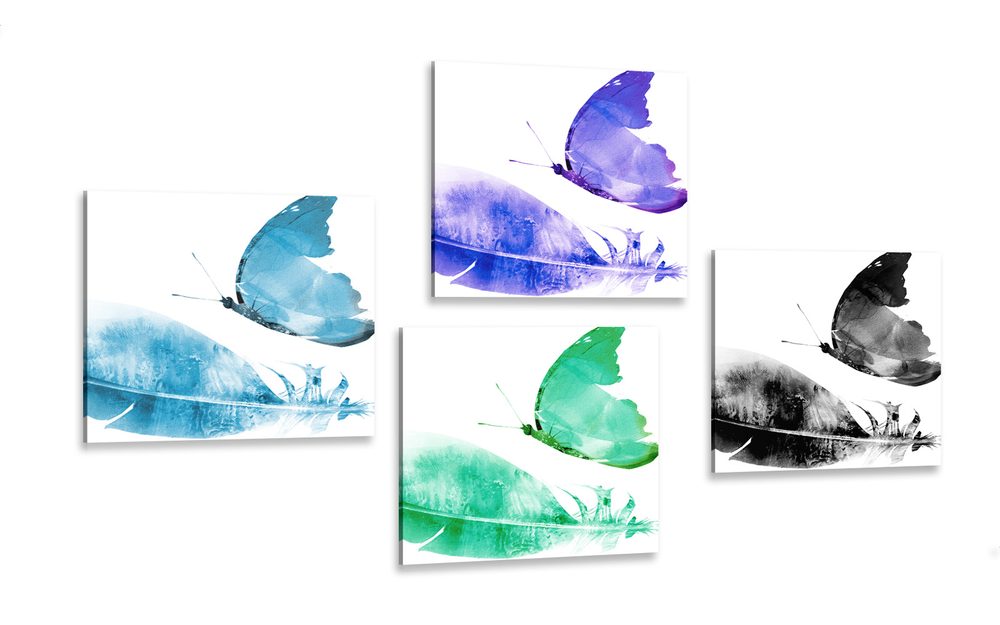 Set obrazov farebné motýle