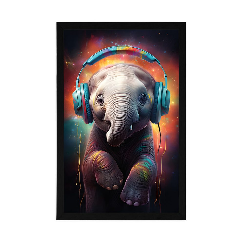 E-shop Plagát slon so slúchadlami