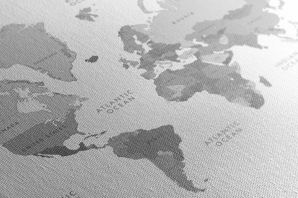 E-shop Obraz čiernobiela mapa sveta vo vintage vzhľade