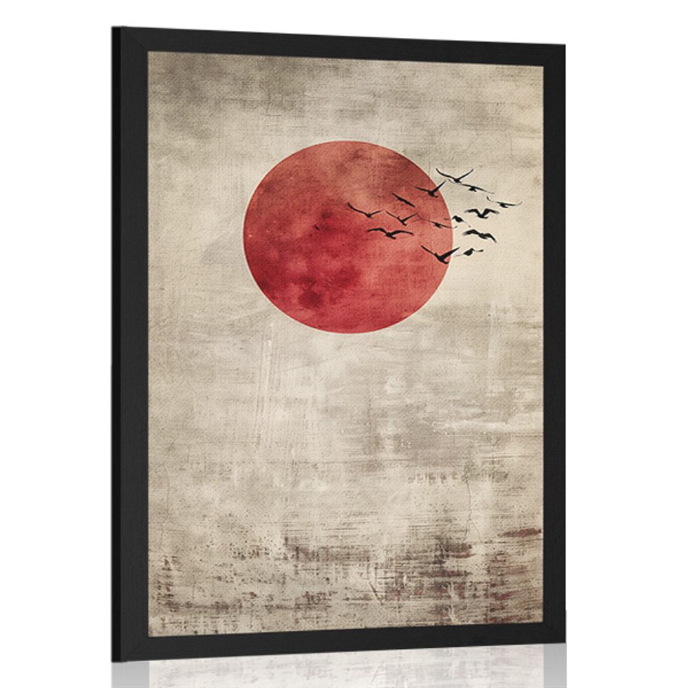 Plakát japandi červený měsíc