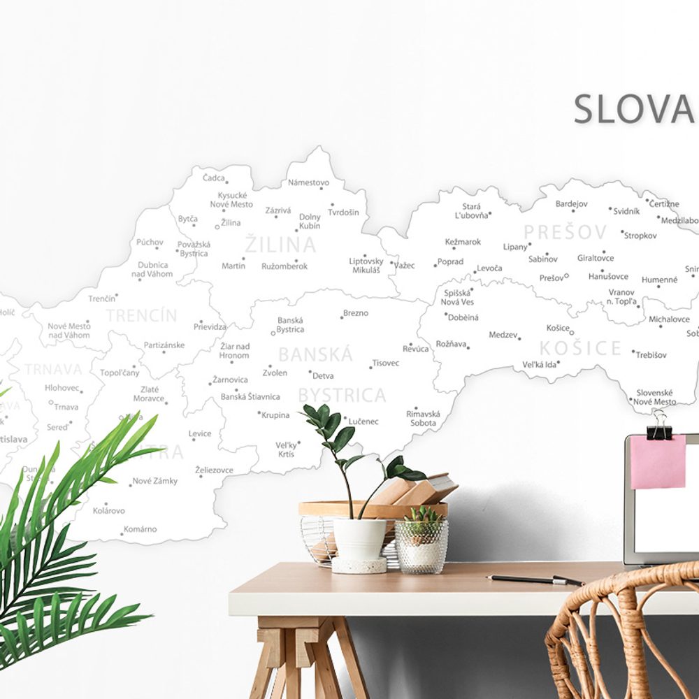 Tapeta mapa Slovenska v čiernobielom