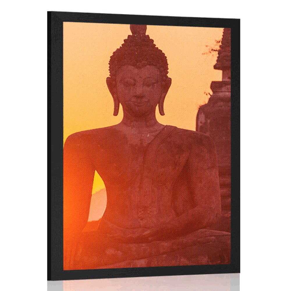Plakát socha Buddhy uprostřed kamenů