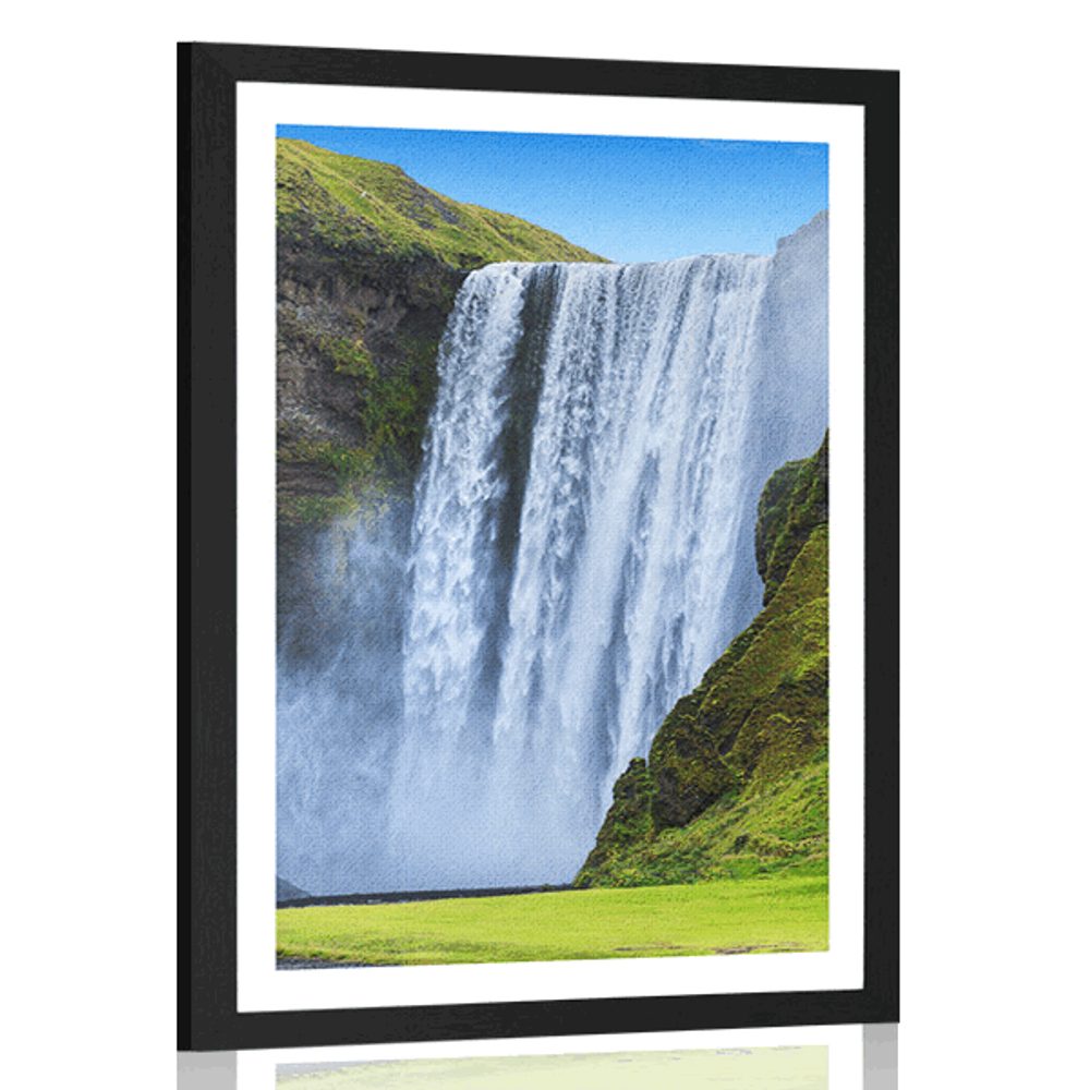Plakát s paspartou ikonický vodopád na Islandu