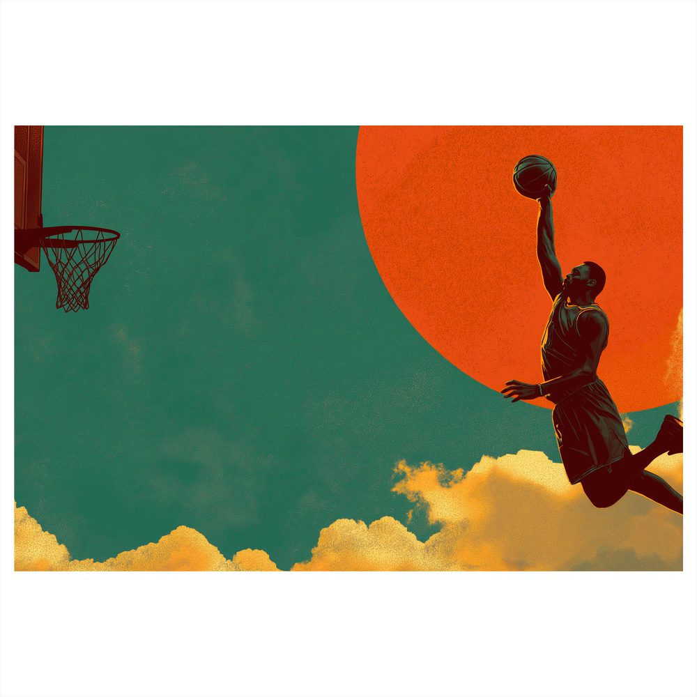 Obraz basketbalový skok pod slnkom
