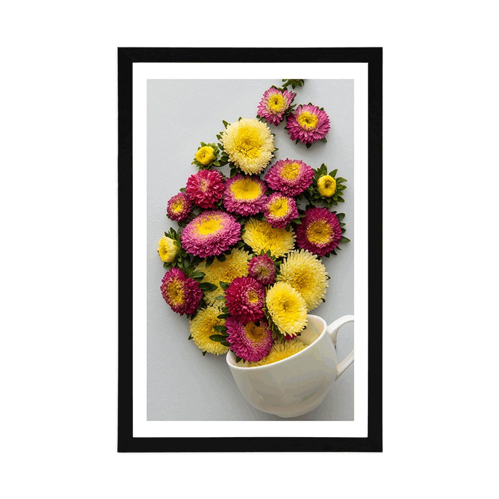 E-shop Plagát s paspartou šálka plná kvetov