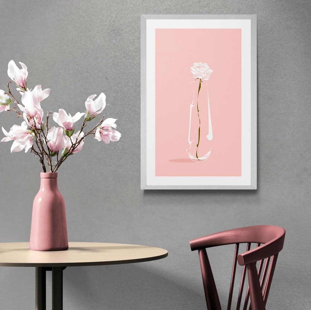 E-shop Plagát s paspartou minimalistický kvet