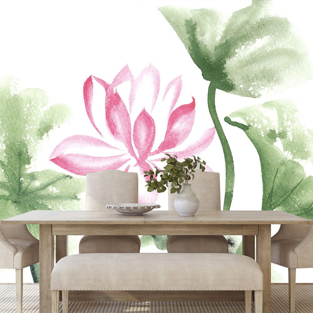 Tapeta akvarelový lotosový květ - 225x150