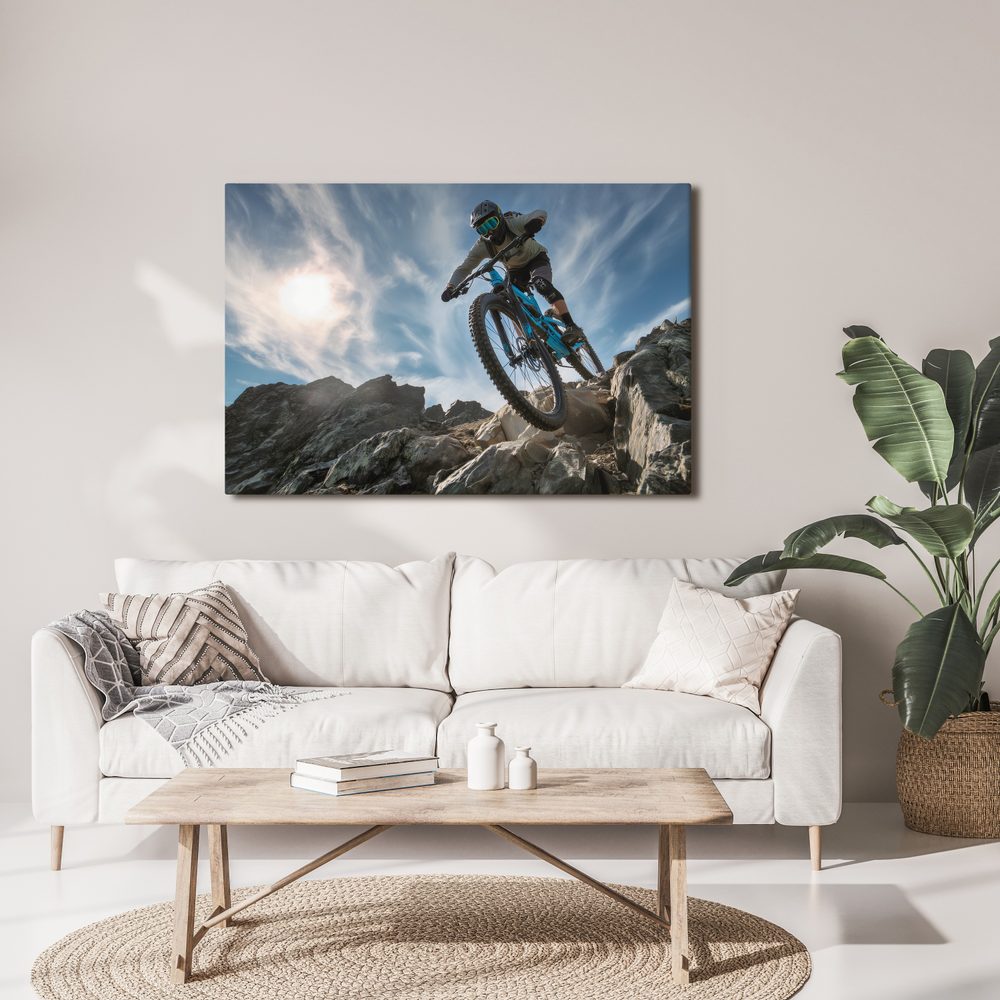 Obraz cyklista na horskej ceste