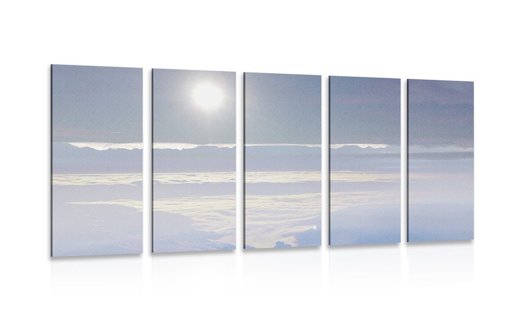 5-dielny obraz hory zaliate slnkom