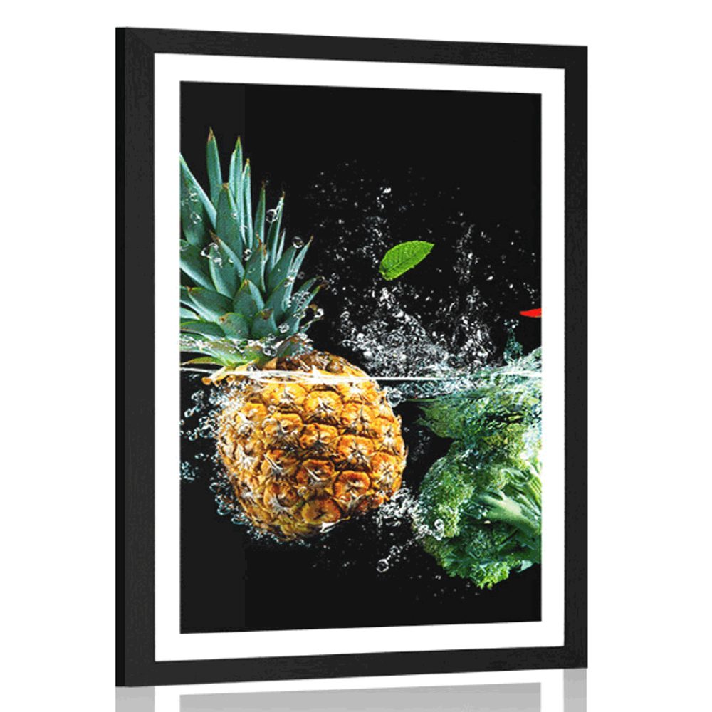 Plakát s paspartou organické ovoce a zelenina