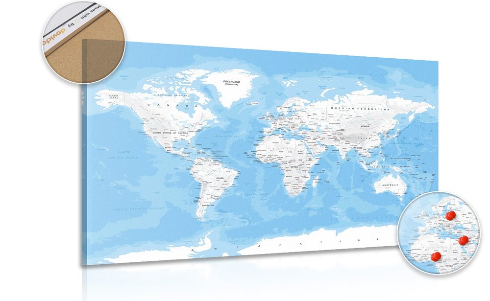Obraz na korku štýlová mapa sveta - 90x60  wooden