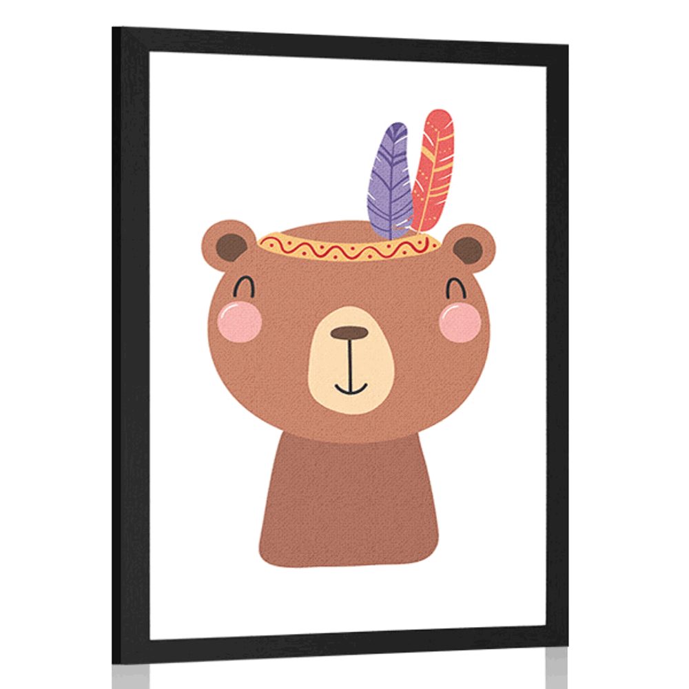 Plakát roztomilý medvídek s peříčky