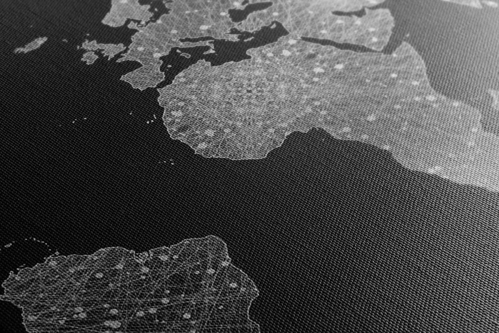 E-shop Obraz nočná čiernobiela mapa sveta