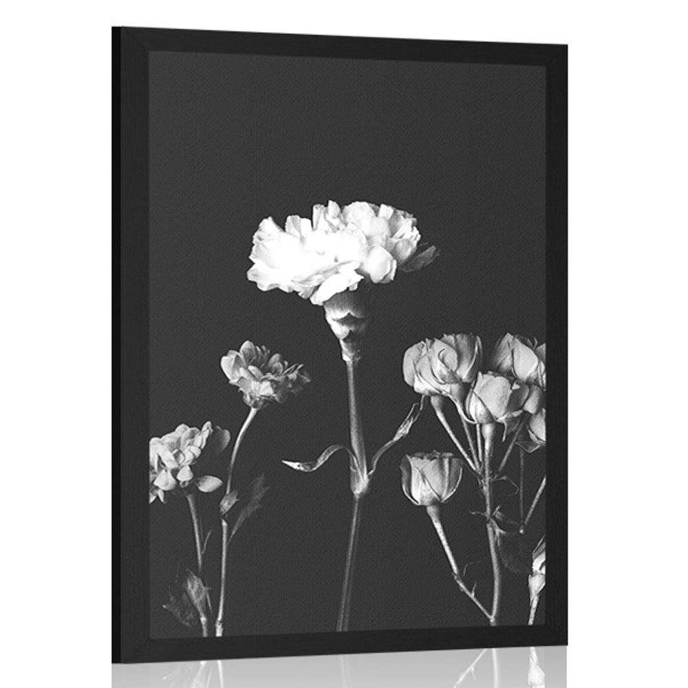Plakát elegantní černobílé květiny